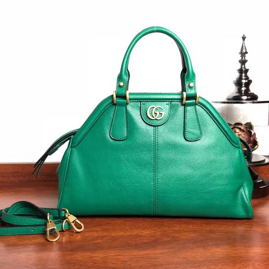 Gucci Rebelle Medium Top Handle Bag Emerald Green Leather