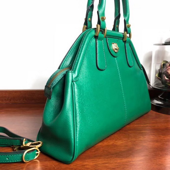 Gucci Rebelle Medium Top Handle Bag Emerald Green Leather