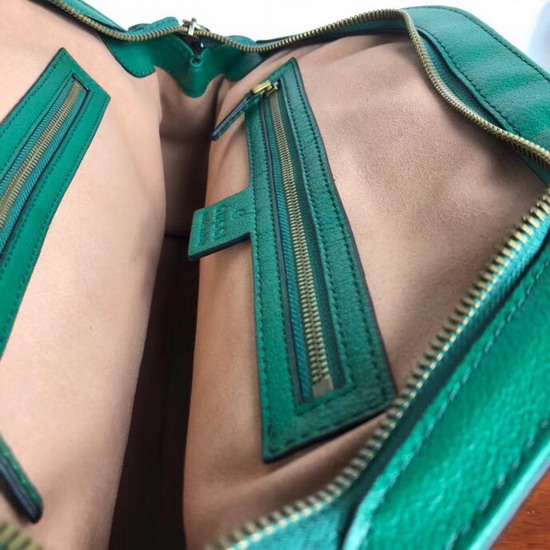 Gucci Rebelle Medium Top Handle Bag Emerald Green Leather