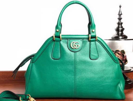 Gucci Rebelle Medium Top Handle Bag Emerald Green Leather