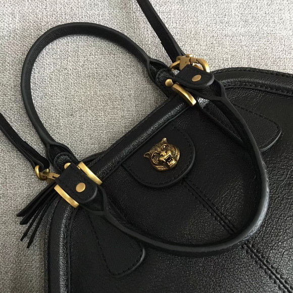 Gucci Rebelle Medium Top Handle Bag in Black Leather