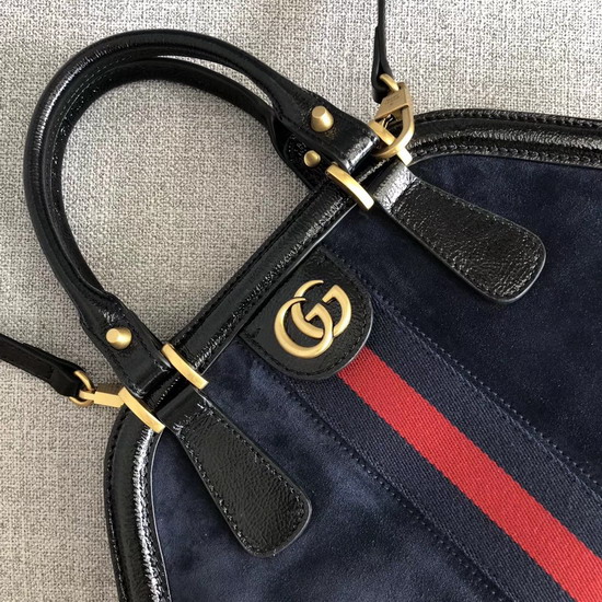 Gucci Rebelle Medium Top Handle Bag in Blue Suede