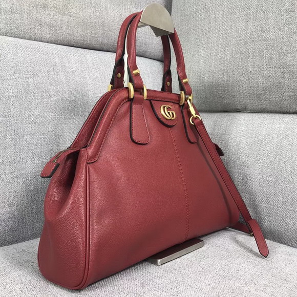 Gucci Rebelle Medium Top Handle Bag in Red Leather