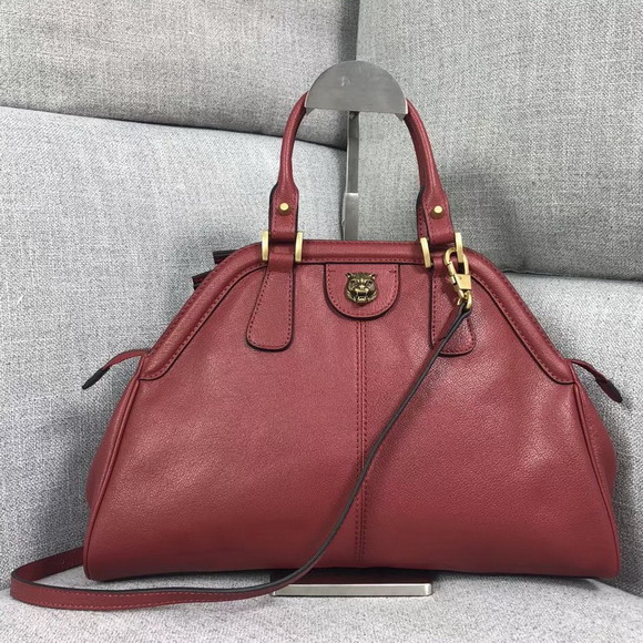 Gucci Rebelle Medium Top Handle Bag in Red Leather