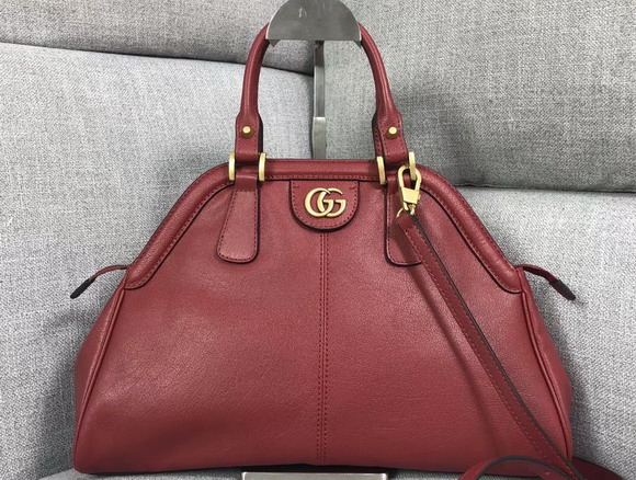 Gucci Rebelle Medium Top Handle Bag in Red Leather