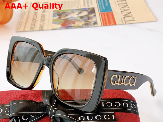 Gucci Rectangular Frame Acetate Sunglasses in Black Replica