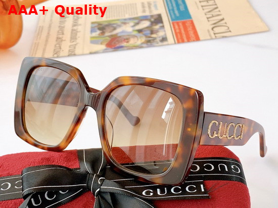 Gucci Rectangular Frame Acetate Sunglasses in Black Replica