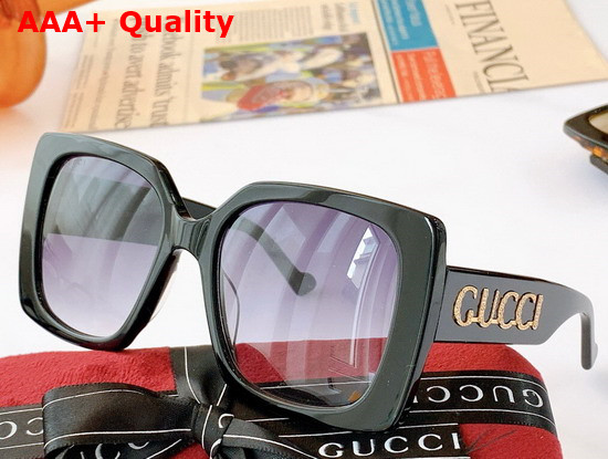 Gucci Rectangular Frame Acetate Sunglasses in Black Replica