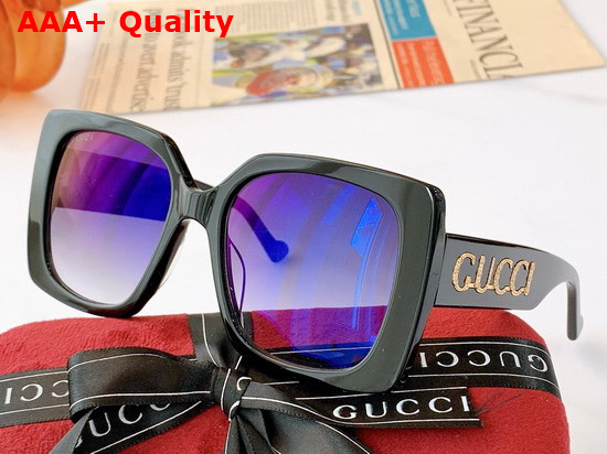 Gucci Rectangular Frame Acetate Sunglasses in Black Replica