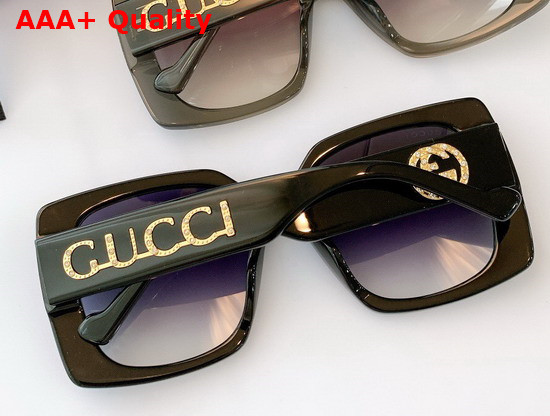 Gucci Rectangular Frame Acetate Sunglasses in Black Replica