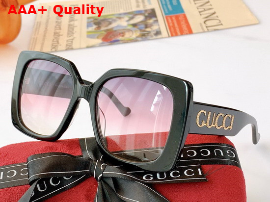 Gucci Rectangular Frame Acetate Sunglasses in Black Replica