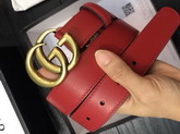 Gucci Red Leather Belt with Double G Buckle