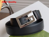 Gucci Reversible Belt with Square G Buckle Black and Brown Leather 626974 Replica