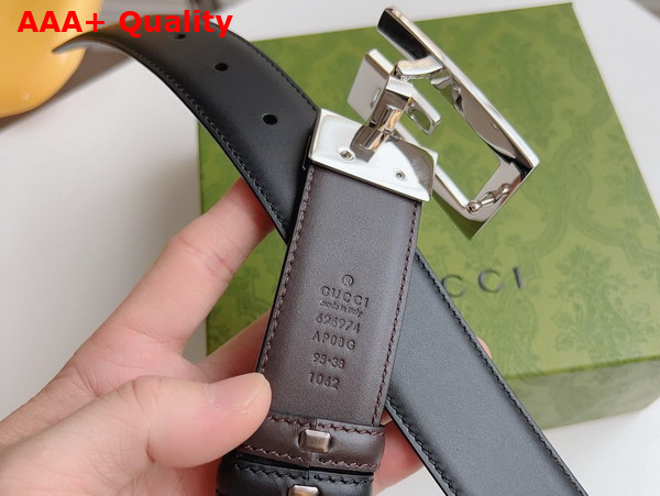 Gucci Reversible Belt with Square G Buckle Black and Brown Leather 626974 Replica