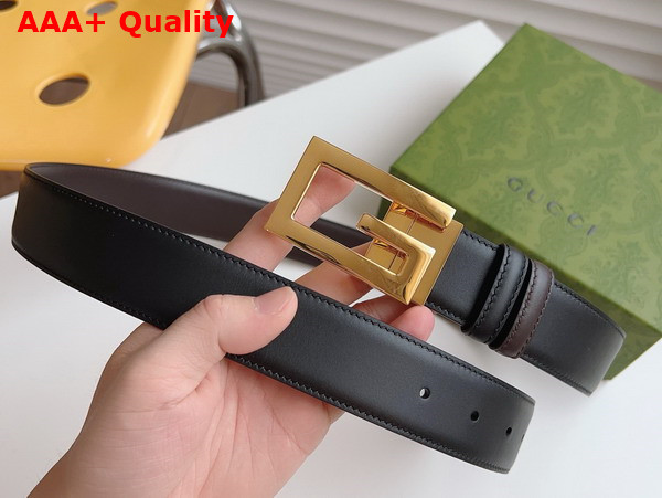 Gucci Reversible Belt with Square G Buckle Black and Brown Leather 626974 Replica