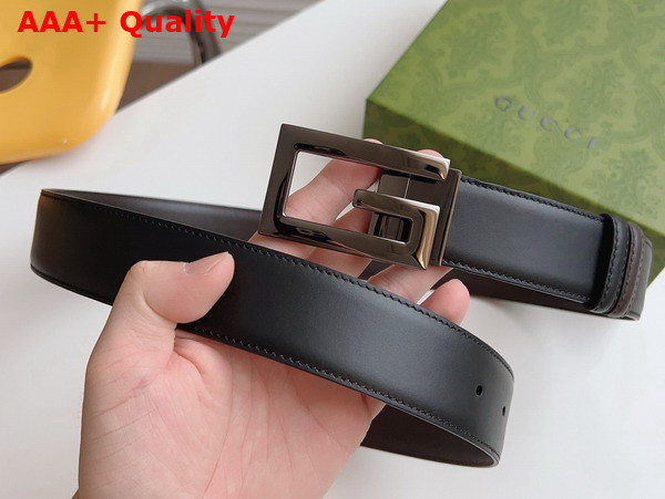 Gucci Reversible Belt with Square G Buckle Black and Brown Leather 626974 Replica