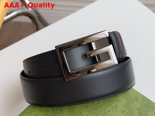 Gucci Reversible Belt with Square G Buckle Black and Brown Leather 626974 Replica