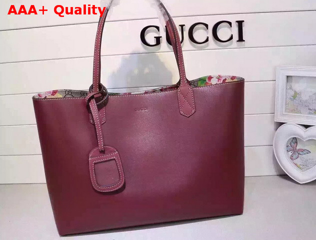 Gucci Reversible GG Blooms Leather Tote Antique Rose Leather Detail Replica