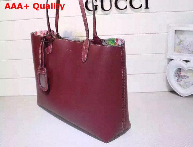 Gucci Reversible GG Blooms Leather Tote Antique Rose Leather Detail Replica