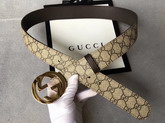 Gucci Reversible GG Supreme Belt GG Supreme and Brown Leather