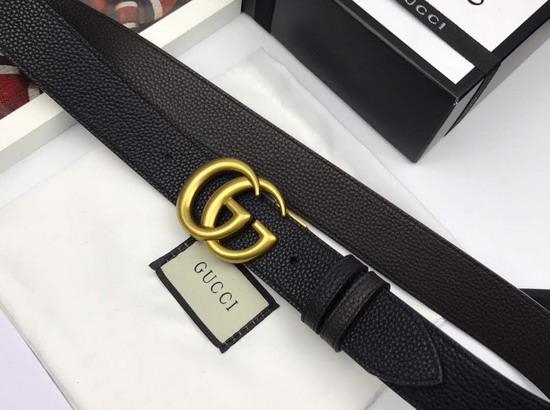 Gucci Reversible Leather Belt with Double G Buckle Black Leather Reverses to Brown Leather 474350