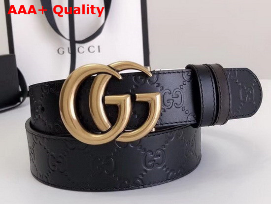 Gucci Reversible Signature Leather Belt with Double G Buckle Black and Coffee Brass Hardware Replica