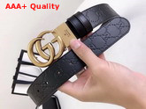 Gucci Reversible Signature Leather Belt with Double G Buckle Black and Coffee Brass Hardware Replica