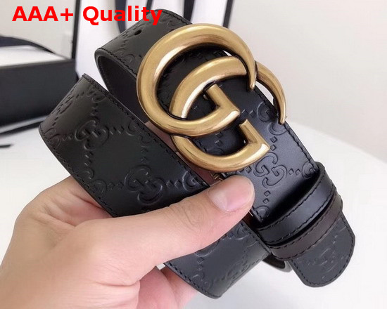 Gucci Reversible Signature Leather Belt with Double G Buckle Black and Coffee Brass Hardware Replica