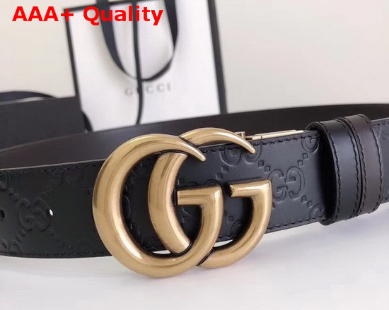 Gucci Reversible Signature Leather Belt with Double G Buckle Black and Coffee Brass Hardware Replica