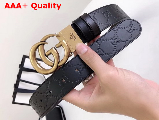 Gucci Reversible Signature Leather Belt with Double G Buckle Black and Coffee Brass Hardware Replica