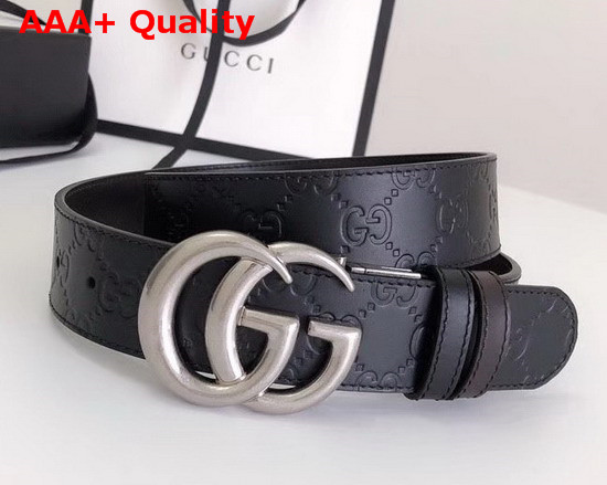 Gucci Reversible Signature Leather Belt with Double G Buckle Black and Coffee Silver Hardware Replica