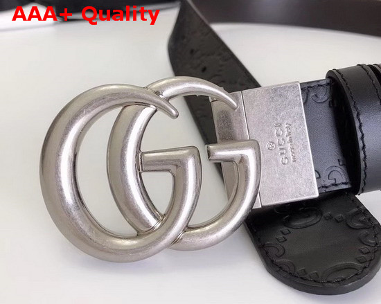 Gucci Reversible Signature Leather Belt with Double G Buckle Black and Coffee Silver Hardware Replica