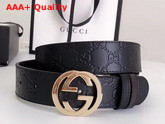 Gucci Reversible Signature Leather Belt with Gold Double G Buckle Black and Coffee Replica