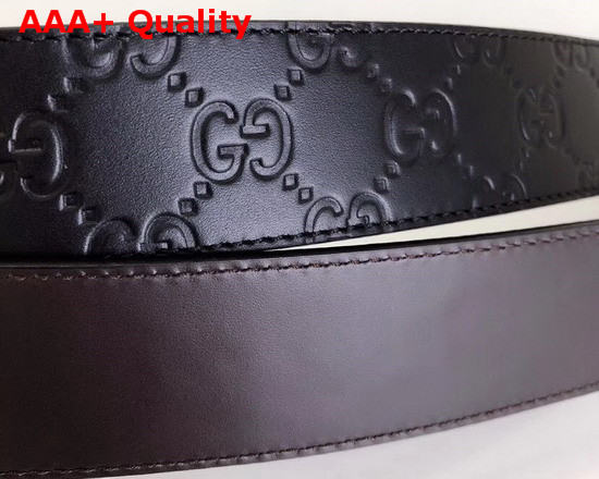 Gucci Reversible Signature Leather Belt with Gold Double G Buckle Black and Coffee Replica