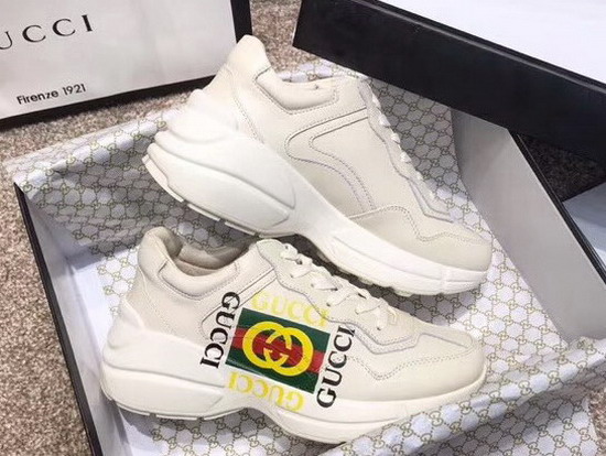 Gucci Rhyton Gucci Logo Leather Sneaker 500878 Ivory Leather with Gucci Vintage Logo