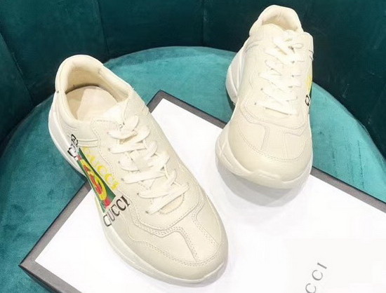 Gucci Rhyton Gucci Logo Leather Sneaker 500878 Ivory Leather with Gucci Vintage Logo