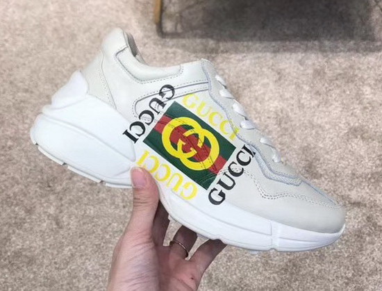 Gucci Rhyton Gucci Logo Leather Sneaker 500878 Ivory Leather with Gucci Vintage Logo