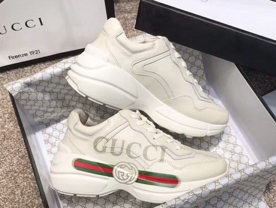 Gucci Rhyton Gucci Logo Leather Sneaker 528892 Ivory Leather