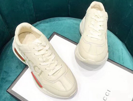 Gucci Rhyton Gucci Logo Leather Sneaker 528892 Ivory Leather