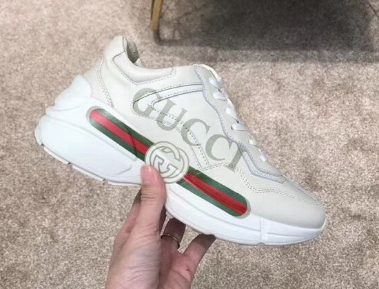 Gucci Rhyton Gucci Logo Leather Sneaker 528892 Ivory Leather