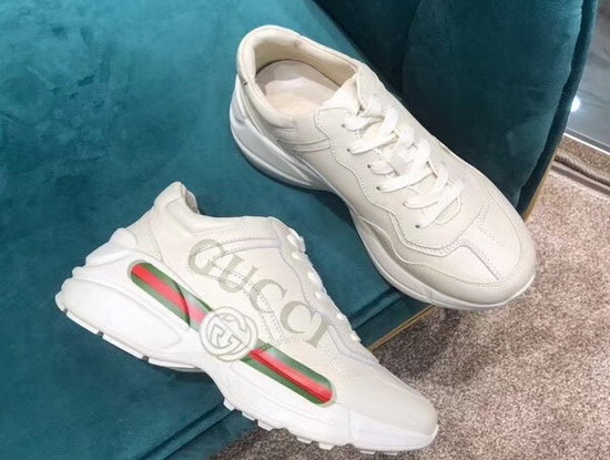 Gucci Rhyton Gucci Logo Leather Sneaker 528892 Ivory Leather