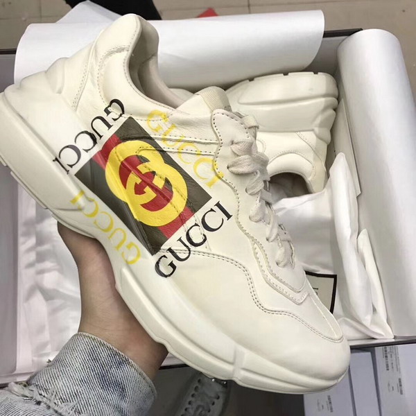 Gucci Rhyton Gucci Logo Leather Sneaker Ivory Leather