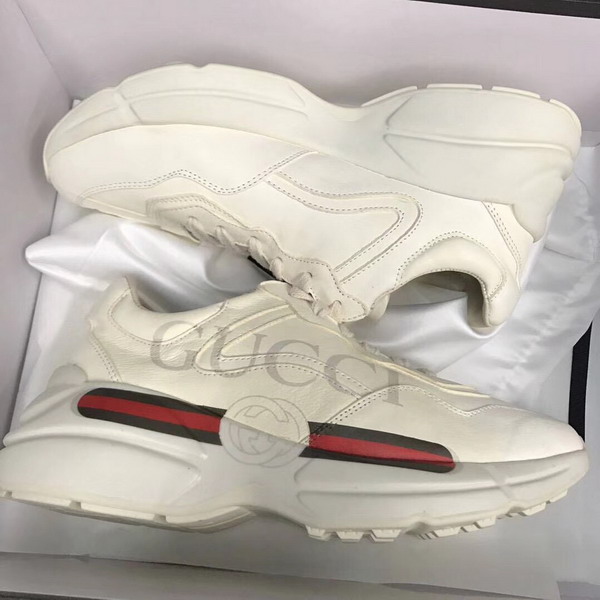 Gucci Rhyton Gucci Logo Leather Sneaker in Ivory Leather 500877