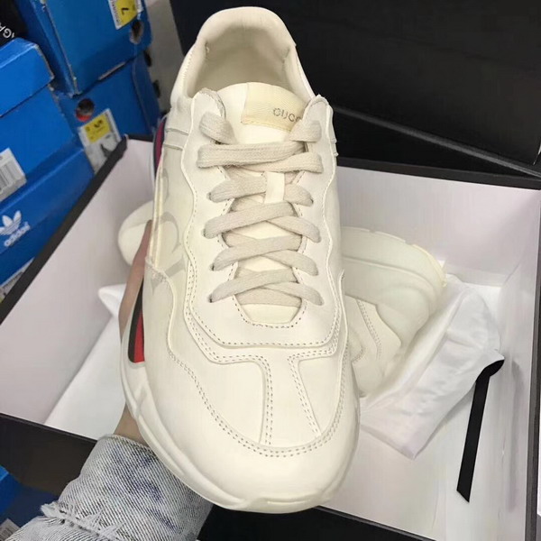 Gucci Rhyton Gucci Logo Leather Sneaker in Ivory Leather 500877