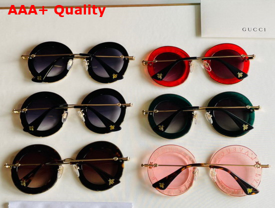 Gucci Round Frame Metal Sunglasses in Pink Replica