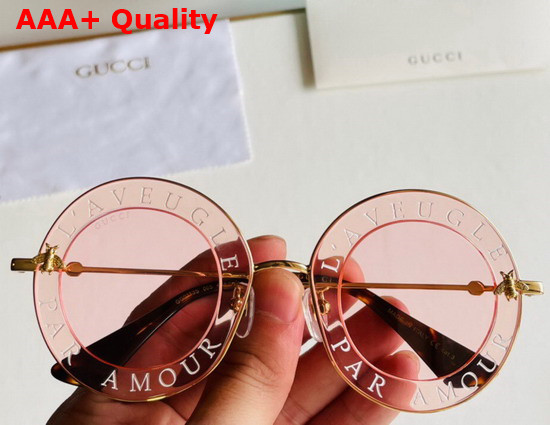 Gucci Round Frame Metal Sunglasses in Pink Replica