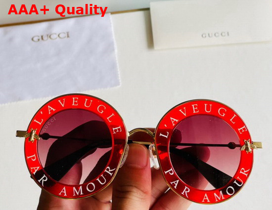 Gucci Round Frame Metal Sunglasses in Pink Replica