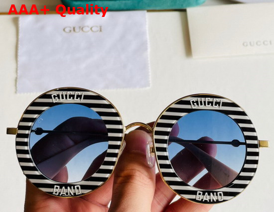 Gucci Round Sunglasses with Stripes Details Replica