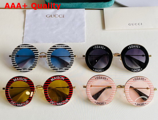 Gucci Round Sunglasses with Stripes Details Replica