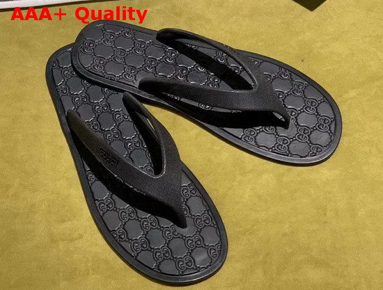 Gucci Rubber Thong Sandal in Black Replica